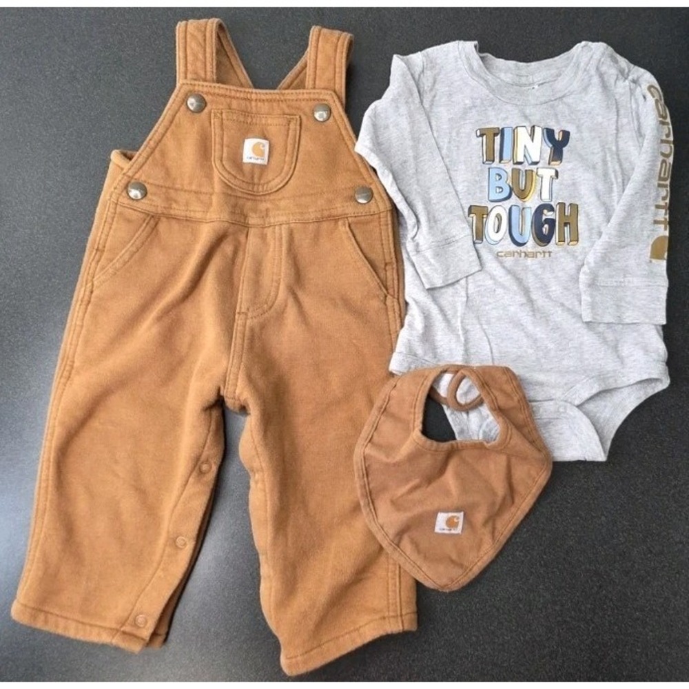 3pc Carhartt Overalls One Piece Long Sleeve Bib Boys 12M Rodeo
